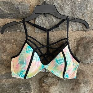 PINK Rainbow Geometric Shape Cross Front Bikini Bottom (S D-DD)
